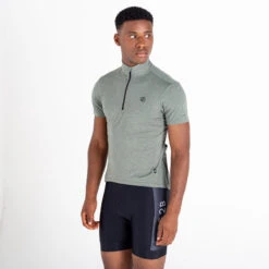 Dare 2b Pedal It Out T-shirt De Cyclisme Zippé à Moitié Pour Homme - Vert Pâle -VéloStyle Boutique pedal it out t shirt de cyclisme zippe a moitie pour homme vert pale 3