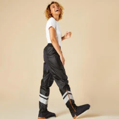 BTWIN SURPANTALON PLUIE VELO VILLE 540 FEMME NOIR -VéloStyle Boutique surpantalon pluie velo ville 540 femme noir 2